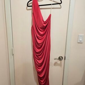 Eloquii One-Shoulder Pink Draped Dress